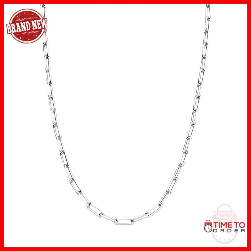 Sterling Silver 2.5mm Paperclip Link Chain Necklace, Unisex Italian Jewelry